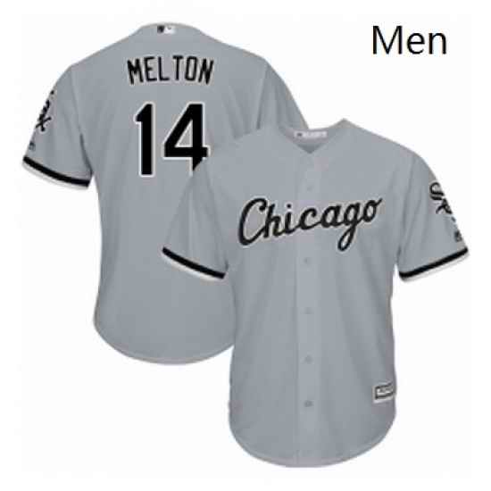 Mens Majestic Chicago White Sox 14 Bill Melton Replica Grey Road Cool Base MLB Jersey